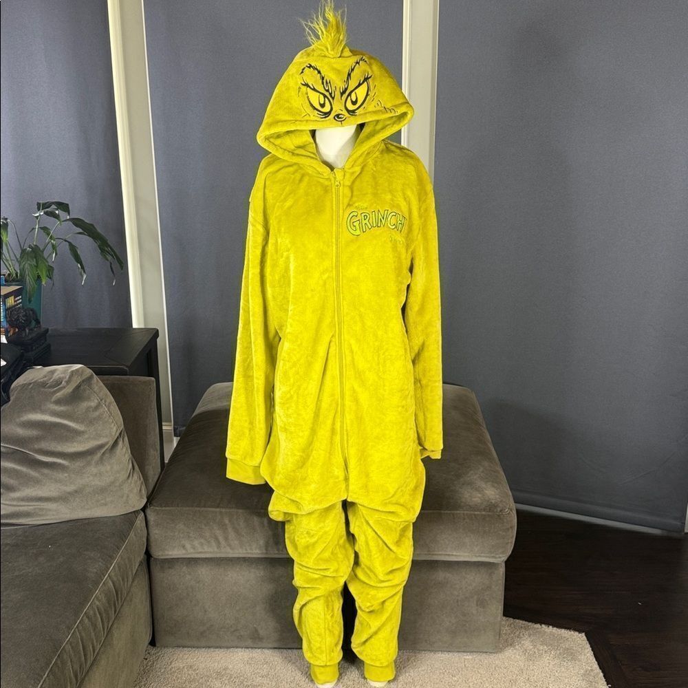 Adult Unisex The Grinch Dr. Seuss Costume Halloween One Piece Zip Front Size XXL